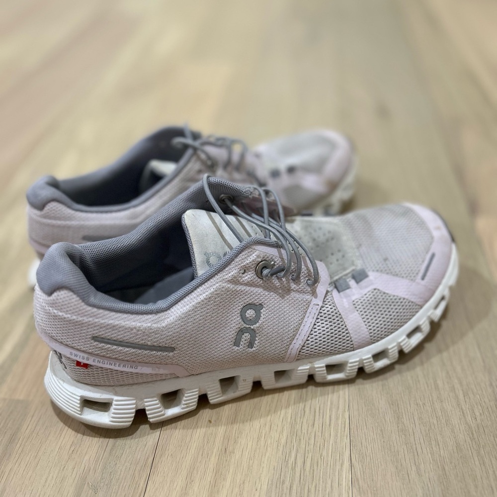 On Running Light Purple and Grey Sneakers